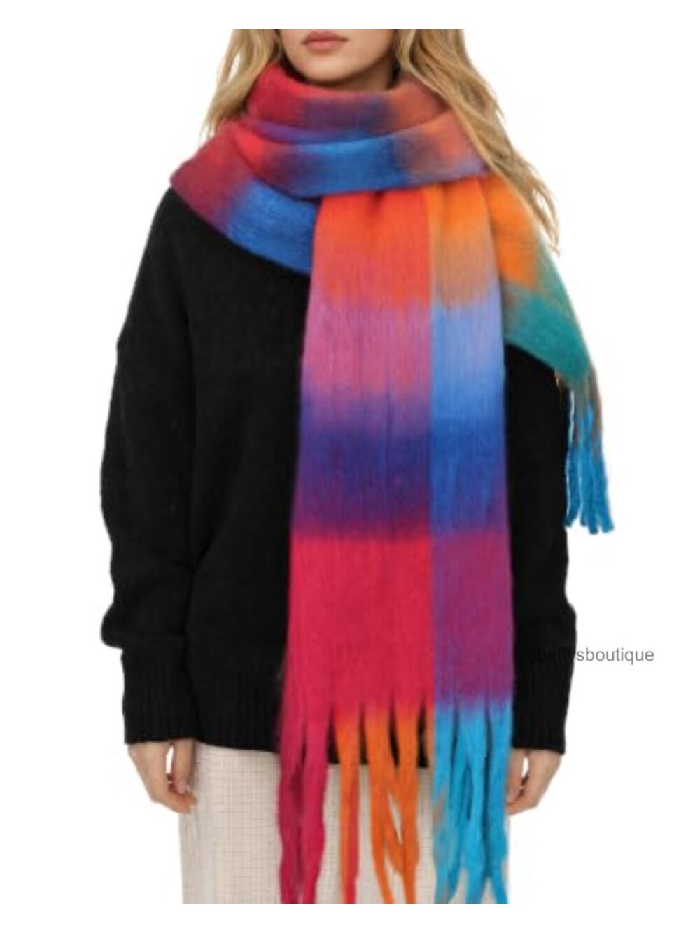 Women's Winter Plaid Blanket Scarf Long Wrap Shawl Polyester Soft Warm